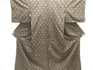 アンティーク　縞に絣柄織出し手織り紬着物